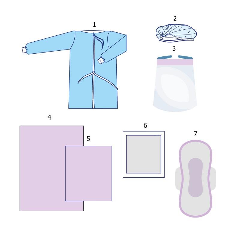 Комплект одягу та покриттів операційних акушерський №8 Taipan-Pharm стерильний